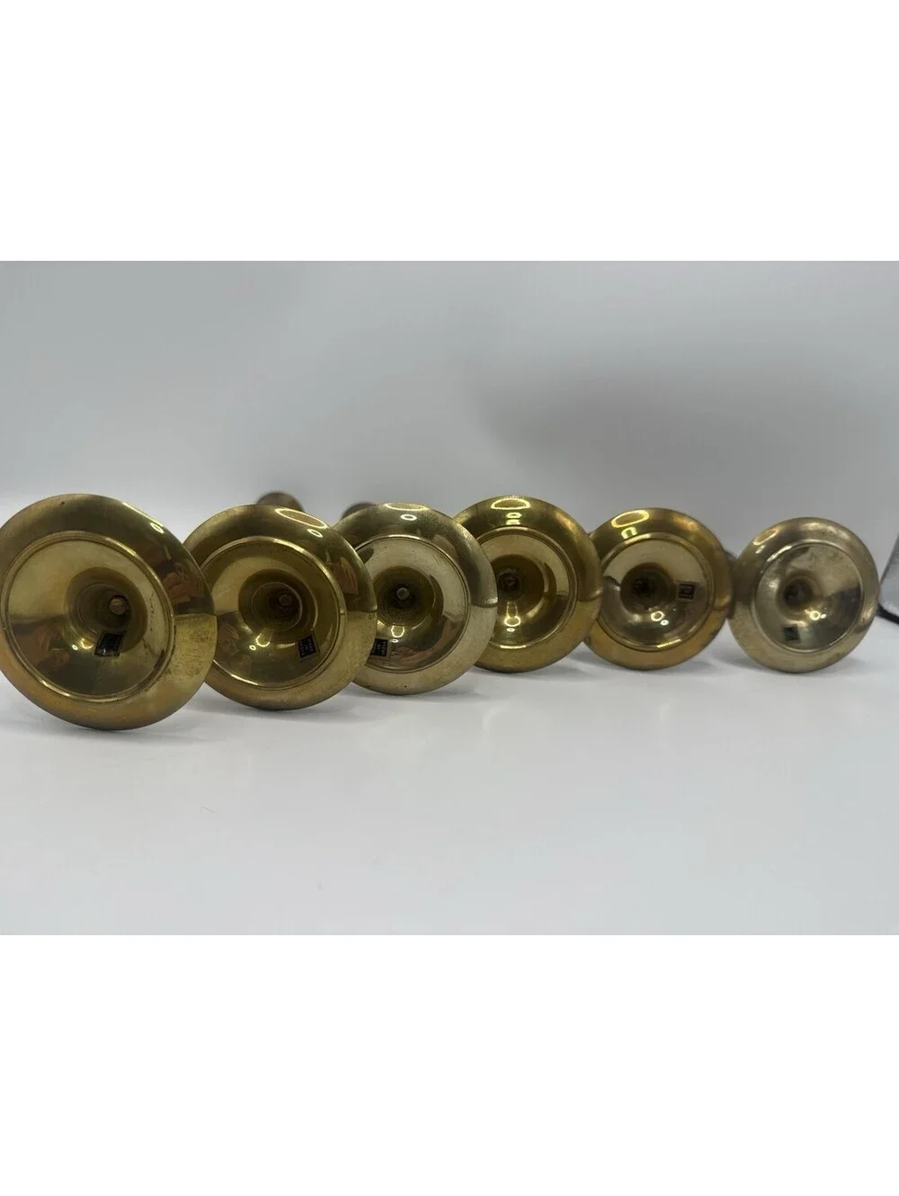 Vintage Brass Candle Holders Graduated Tapered Set of 7 Candlesticks Taiwan
